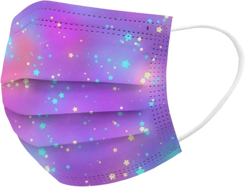 Vista 4 de 50 máscaras faciales para niños, 3 capas, no tejidas, transpirables, para niños y niñas, al aire libre, escuela