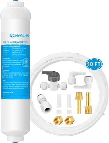Vista 9 de Filtro de agua en línea para máquina de hielo y refrigerador, filtro de agua de conexión a presión de 1/4 de pulgada, ideal para máquina de hielo
