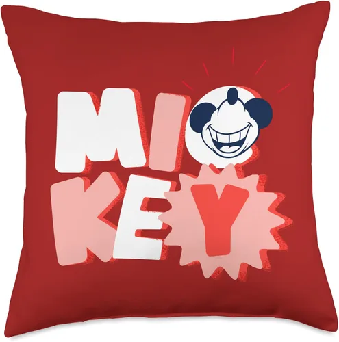 Vista 5 de Disney Mickey Mouse All Smiles - Almohada roja, 16 x 16 pulgadas, multicolor