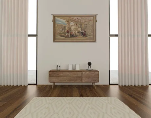Vista 4 de Charlotte Home Furnishings - Tapiz europeo Temple Of Ptolemy IV, 40 x 26 pulgadas, algodón/viscosa/poliéster