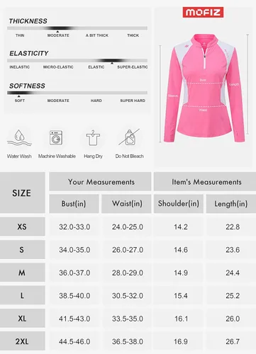 Vista 7 de MoFiz Polo de tenis de golf con cremallera para mujer, manga larga, sin cuello, atlético, de secado rápido, para senderismo, ajuste delgado