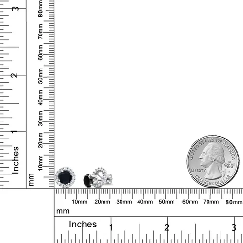 Vista 6 de Gem Stone King Aretes redondos de plata de ley 925 de 0.236 in con piedra natal extraíble para mujer