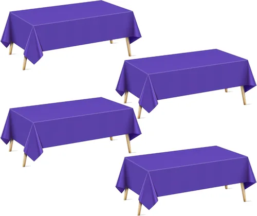 Vista 15 de Just Shimmer Mantel rectangular de 4 piezas, 54 x 72 pulgadas, color liso, impermeable y a prueba de derrames, mantel de fiesta duradero