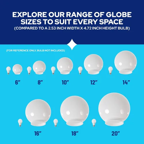 Vista 8 de Globo de poste de lámpara de acrílico transparente de 8 pulgadas, textura suave con cuello de tornillo de 3.24 pulgadas, fabricado en los Estados