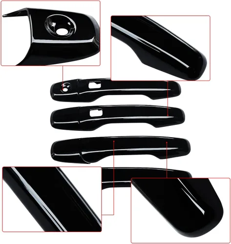 Vista 2 de NINTE Cubiertas de manija de puerta para Ford Explorer 2011-2019 ABS pintadas negro brillante recubierto con 2 orificios inteligentes