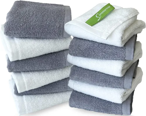 Vista 12 de Paquete de 12 paños de 13 x 13 pulgadas, extra absorbentes, suaves, multiusos, para lavar ropa y cara (azul)