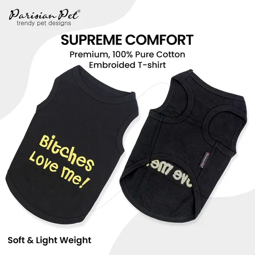 Vista 2 de Parisian Pet Camisa para perros – Camisas para perros pequeños – Ropa negra sin mangas para cachorros – Ropa transpirable para perros – Ropa