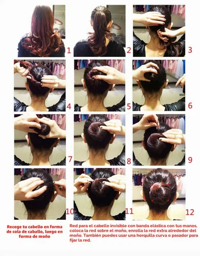 Vista 2 de Redecilla de malla para el cabello, reutilizable, invisible, con borde elástico y de 20 pulgadas Negro 10pcs