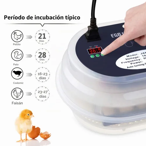 Vista 4 de HBlife Incubadora digital de huevos para incubar 9-12 huevos de pollo, codorniz y pato, con giro de huevos completamente automático y pantalla