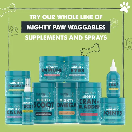 Vista 8 de Mighty Paw Waggables - Probióticos masticables para perros (hechos en Estados Unidos) Probióticos para perros y enzimas digestivas. Probiótico