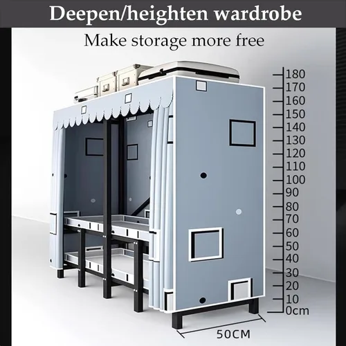 Vista 3 de large closets Folding Wardrobe Closet Thicken Metal Clothes Closet Saves Space Closets for Bedroom with Hanging Rods Portable Closet Space-saving