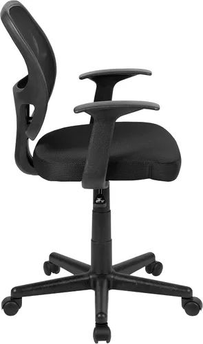 Vista 6 de Flash Furniture Flash Fundamentals Silla de oficina ergonómica giratoria de malla negra con brazos