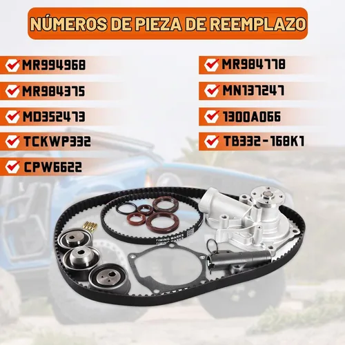 Vista 2 de Kit de correa de distribución con bomba de agua para Mitsubishi-Galant Lancer 2.4L L4 2004-2006, para 2006-2007 Eclipse 2.4L L4 piezas del mercado
