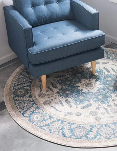 Vista 13 de Unique Loom Salzburg Collection - Alfombra clásica de diseño tradicional oriental con borde (2 pies x 6 pies, color beige/azul)