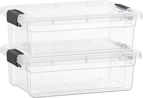 Vista 18 de Superio Contenedor de plástico transparente de 7.4 cuartos con tapa, no tóxico, sin BPA, sin olor, caja de almacenamiento organizadora, recipiente