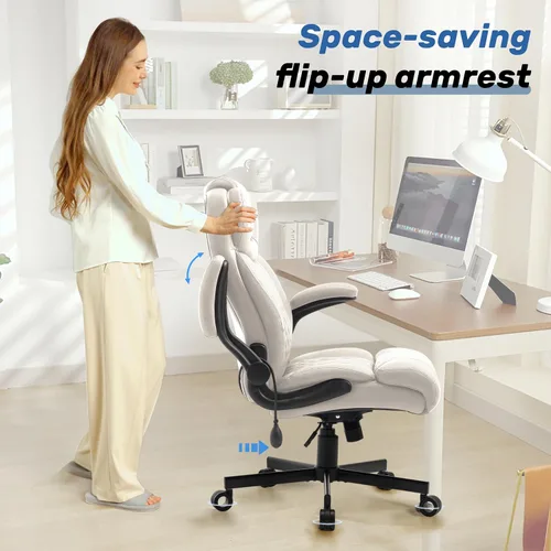 Vista 8 de Silla de oficina grande y alta de 550 libras, cómoda silla ejecutiva resistente con soporte lumbar ajustable, ruedas de doble espacio, asiento