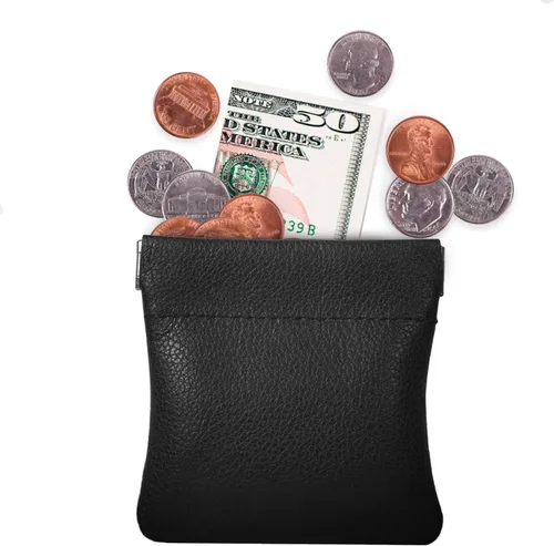Vista 6 de Monedero clásico a presión, de cuero, para hombre de Nabobb, negro