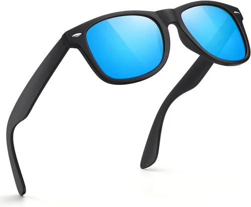 Vista 54 de FEIDUSUN Lentes de sol polarizados para hombre y mujer, lentes de sol retro negros para conducir, pescar, protección UV