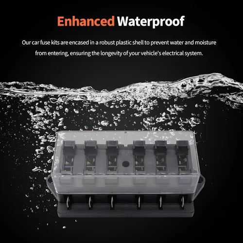 Vista 5 de HiSport Bloque de Fusibles de 6 Vías Caja de Fusibles de Cuchilla 12V 24V Impermeable Portafusibles con Bus Negativo ATC/ATO Adecuado para Marina
