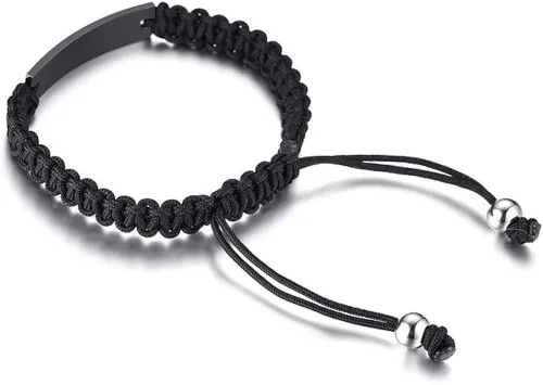Vista 4 de Pulsera de macramé personalizada hecha a mano con estilo de cuerda trenzada para mi hijo, siempre recuerda que eres más valiente, pulsera