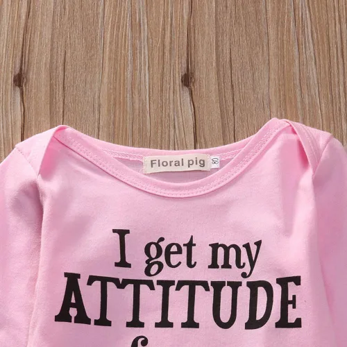 Vista 4 de Mameluco de algodón para bebé recién nacido, con estampado de letras divertidas, para bebés y niñas