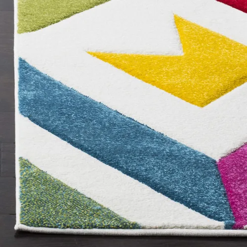 Vista 3 de SAFAVIEH Hollywood Collection - Alfombra de pasillo, 2 pies 3 pulgadas x 6 pies, color marfil y rosa, diseño moderno de mediados de siglo,