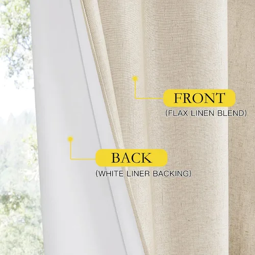 Vista 5 de NICETOWN Cortinas opacas de lino para cocina, beige, 2 paneles, 34 pulgadas de ancho x 48 pulgadas de largo, cortinas cortas de arpillera de cocina