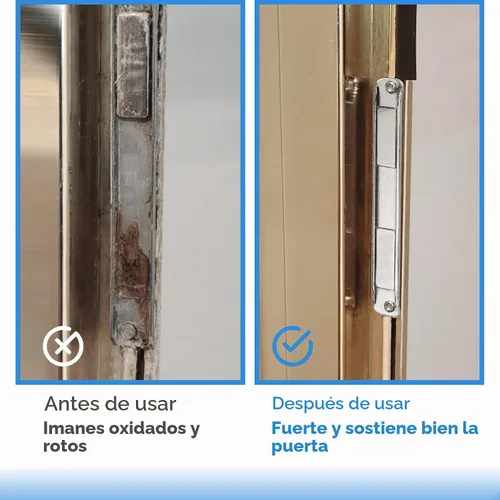 Vista 6 de Imán de acero inoxidable para puerta de ducha con canales en U con tornillos, manijas de puerta batiente y jamba de ataque