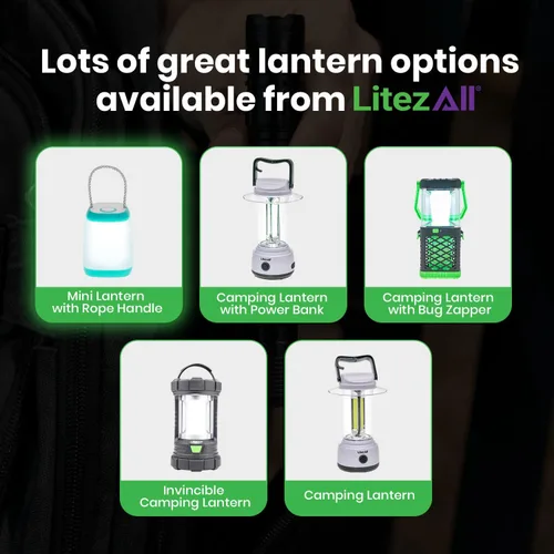Vista 6 de LitezAll Mini linterna con mango de cuerda, luz de 360 grados, ideal para luces de campamento y linternas, linterna LED, linternas portátiles