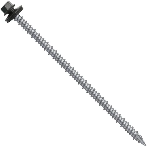 Vista 95 de Tornillos para techos de metal gris ABC 10 x 1 - Cabezal hexagonal - Arandela EPDM - Arandela de arranque automático/roscado - 1 bolsa - 250