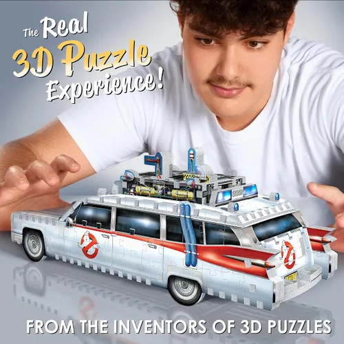 Vista 2 de Wrebbit3D Ghostbusters - Rompecabezas 3D modelo de Ecto 1 280 piezas de rompecabezas Construye el icónico ectomóvil de coche y los fantasmas