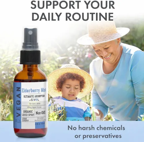 Vista 4 de Extracto líquido orgánico de saúco (Sambucus Nigra) - Fórmula líquida de calidad para niños y adultos - altos niveles de flavonoides, fácil