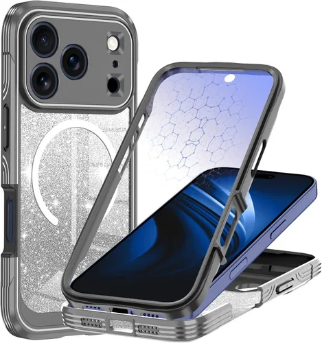 Vista 22 de Hekodonk Funda para iPhone 15 Pro Max, compatible con Magsafe [protector de pantalla de vidrio templado integrado y protección de lente de cámara]