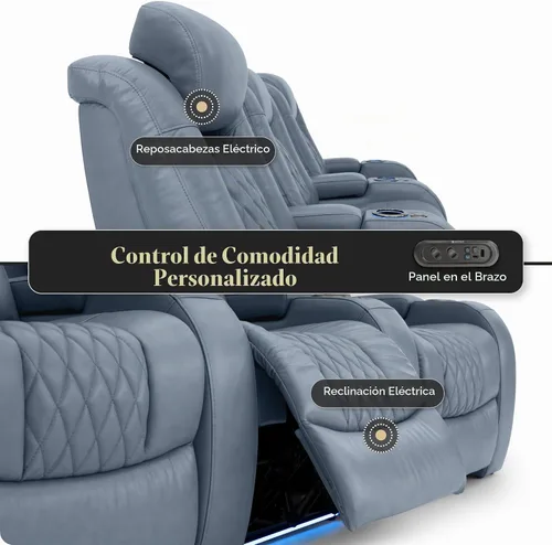 Vista 7 de Seatcraft Diamante - Asiento de cine en casa, sillón reclinable individual Azul ahumado