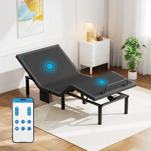 Vista 11 de Pipishell - Somier ajustable individual XL con masaje, base de cama eléctrica con inclinación de la cabecera y las patas, puertos USB-A y USB-C