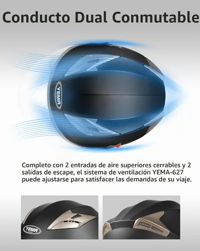 Vista 4 de YEMA Open Face Motorcycle Helmets, DOT Approved 3/4 Moped Helmet Dual Visor Quick Release Buckle, Helmets for Adults Motorcycle Men Women Helmets