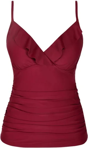 Vista 2 de Hilor Tankini para mujer con volantes fruncidos y cuello en V