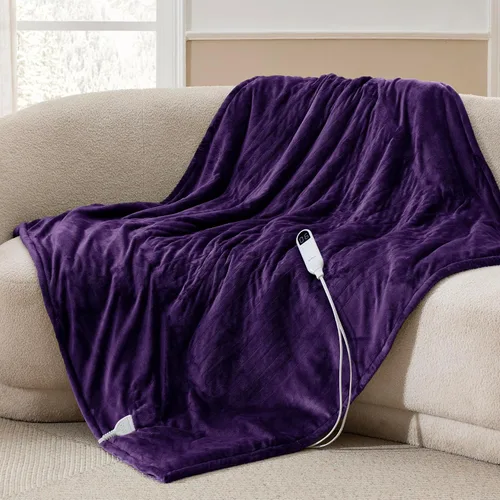 Vista 35 de Bedsure - Manta eléctrica de calentamiento rápido, manta de franela suave con 4 ajustes de tiempo, 6 ajustes de calefacción, regalos cálidos