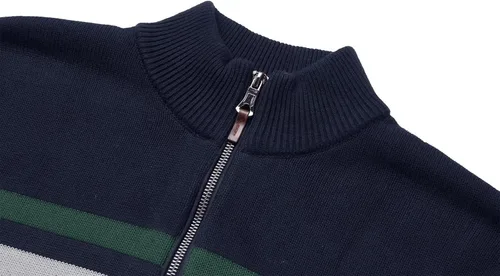 Vista 2 de MAGNIVIT Suéter para hombre con cremallera de 14, a rayas, para otoño e invierno, bloque