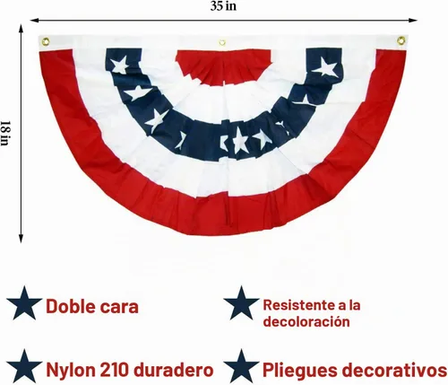 Vista 2 de EBaokuup 20 banderas patrióticas plisadas de Estados Unidos, de 3 x 1.5 pies, bandera de Estados Unidos, bandera patriótica, banderines de estrellas