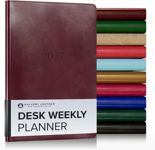 Vista 155 de Gallery Leather Planificador Semanal y Mensual Grande 2025-2026, Calendario Planificador y Cuaderno Elegantemente Encuadernado con Elegantes Bordes