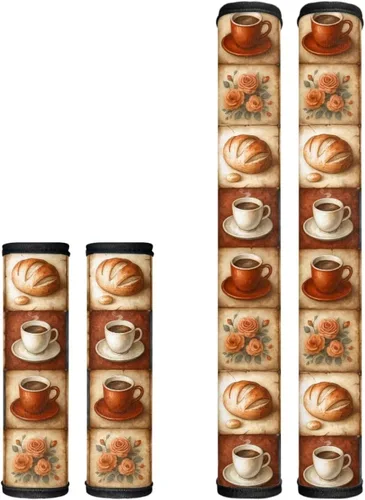 Vista 24 de Juego de 4 fundas protectoras de repuesto para manija de puerta de refrigerador con temática de té de la tarde para microondas, horno, refrigerador