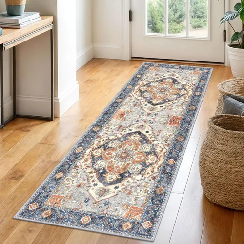 Vista 84 de SIILOOM Alfombra lavable de 2 x 3 pies, alfombra suave color taupe ceniza para entrada, tapete antideslizante para puerta de interior, tapete