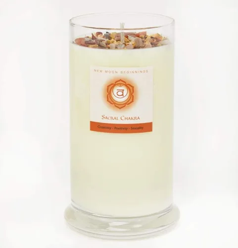 Vista 10 de New Moon Beginnings - Vela de chakra sacro por New Moon Beginnings - Velas de chakras - Velas de flores secas, hierbas y cristal - Velas
