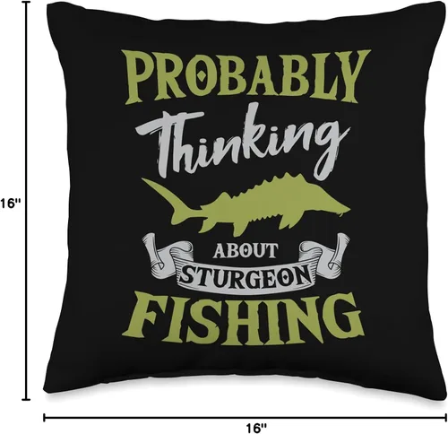 Vista 4 de Sturgeon Fishing Angler Apparel Sturgeon Fishing Angler - Almohada anádroma de pescador de agua dulce, 16 x 16 pulgadas, multicolor