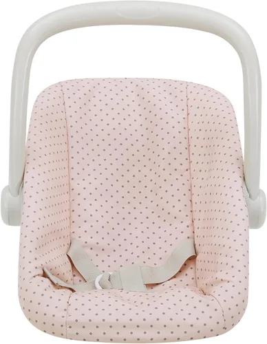 Vista 8 de Olivia's Little World Conjunto de Portabebés y Asiento de Coche de Muñeca Bebé Princesa de Lunares, Rosa/Gris Rosa/Gris