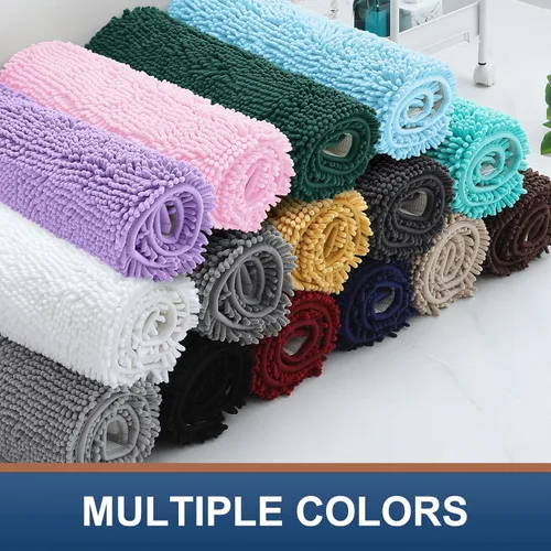 Vista 8 de smiry - Lujosa alfombra de baño de felpilla, extra suave y absorbente, lavable a máquina, antideslizante para bañera, ducha y cuarto de baño