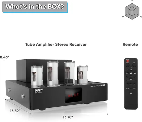 Vista 7 de Pyle Receptor Amplificador Bluetooth de Tubo - 500W Amplificador de Potencia de Tubo al Vacío Hi-Fi para Teatro en Casa Audio de Escritorio Estéreo