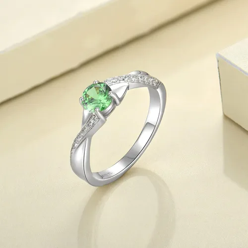 Vista 4 de YL Anillo de compromiso de plata de ley 925 de 0.197in, circonita cúbica 3A, anillo infinito para mujer, Metal, Granate