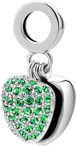 Vista 2 de LovelyCharms - Abalorio de plata de ley, diseño de corazón con texto "I Love You